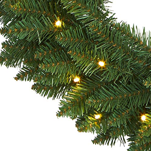 Artificial Pine Wreath with 35 LED Lights - 24 Inch Holiday Decor