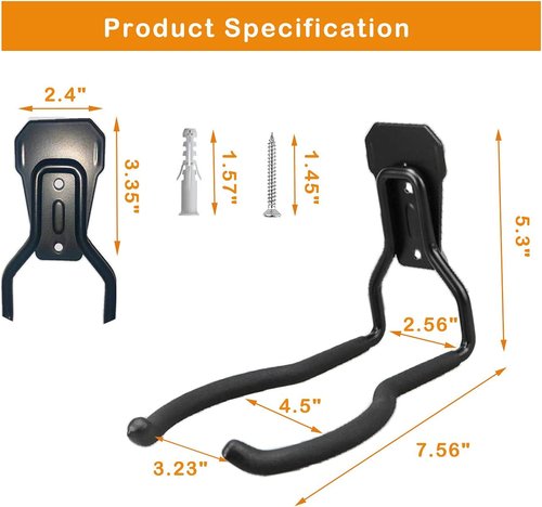 Garden Power Tool Hanger | Garage Wall Hooks for Weedeater & String Trimmer - 3 Durable Black Utility Hooks