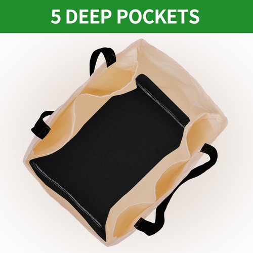 3 Pack Canvas Reusable Grocery Bags Heavy Duty, 8.3 gal Foldable Large Canvas Tote Bag with Handles, Holds 60 lbs Canvas Shopping Bags & Washable Eco-friendly Bags with 5 Pockets, Off white Black