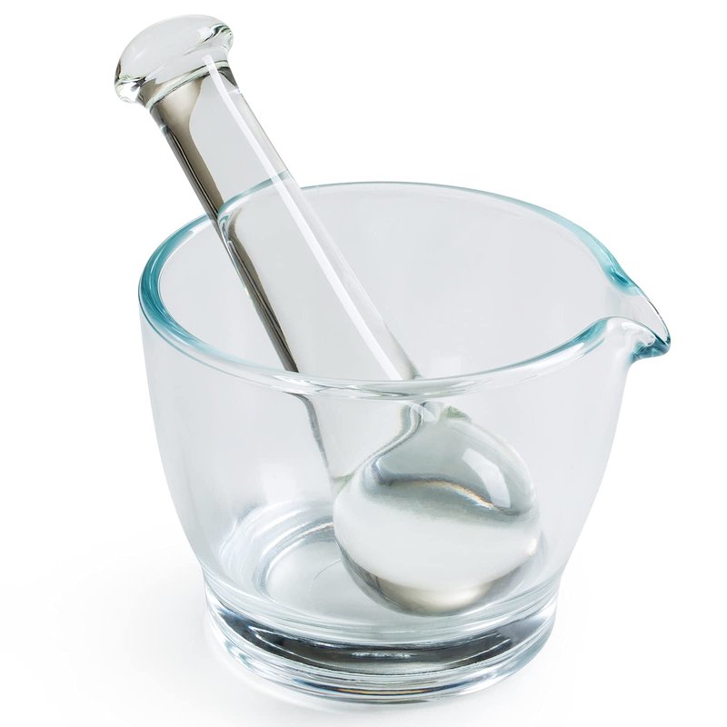 Ultrassist 8oz Glass Mortar and Pestle Bowl, Medicine Grinder and Mixer for Pharmacy or Science Lab