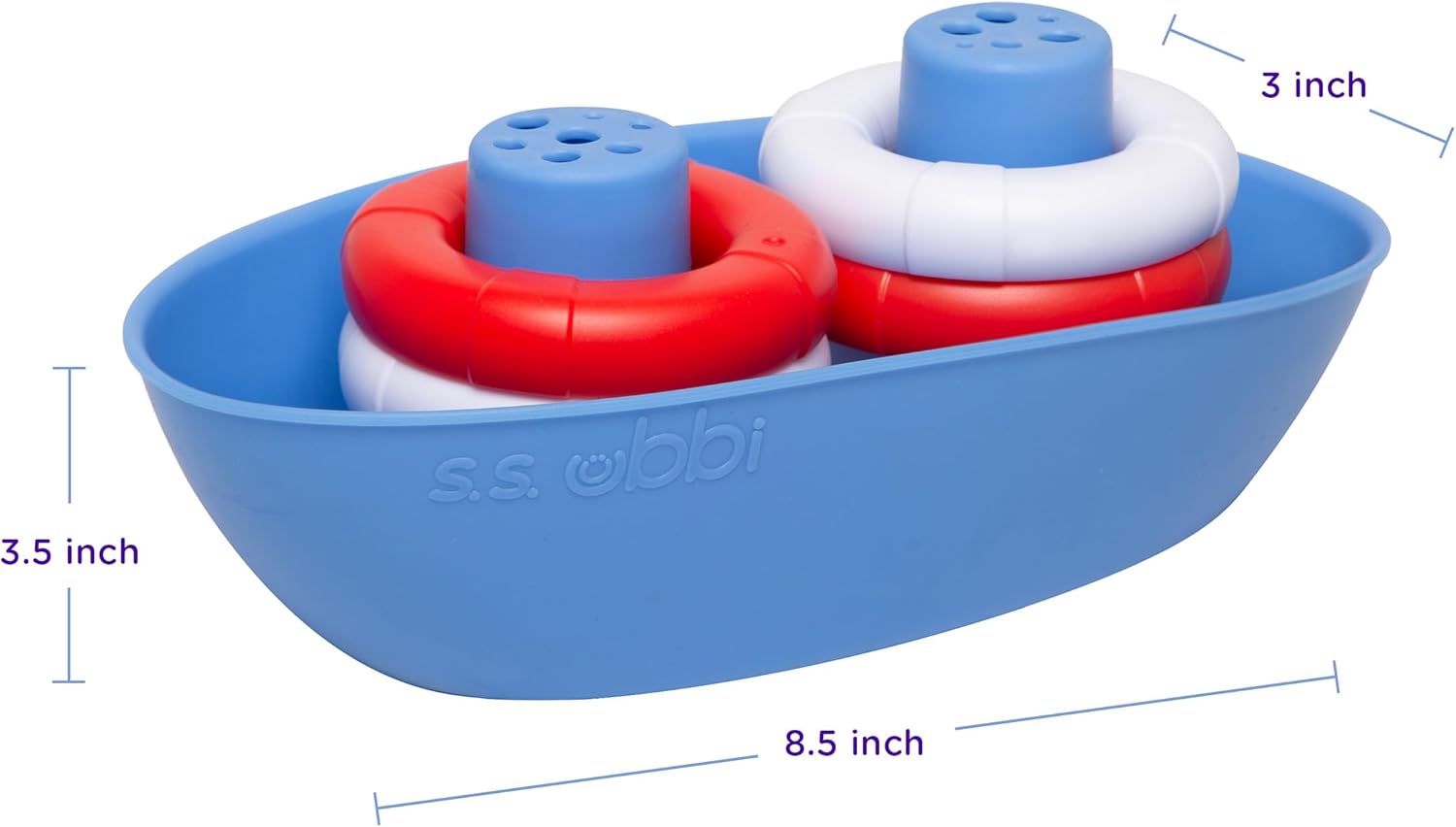 Ubbi Bath Toys - Fun Boat & 4 Buoys Set | Engaging Bath Time Play for Toddlers