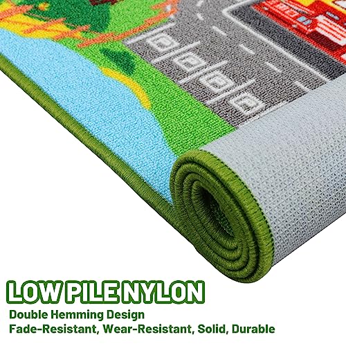 City Road Map Play Rug for Kids - 59 x 39.4 Inch Non-Slip Playmat