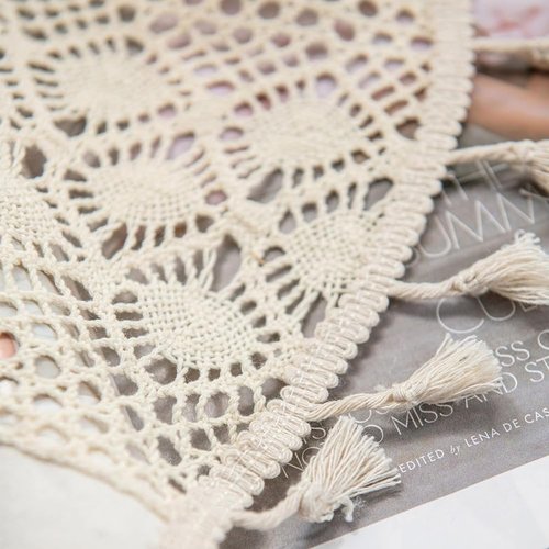 AMZALI Tablecloths for Rectangle Tables, Washable Crochet Lace Cotton Linen Table Cloth Dust-Proof Table Cover with Tassles for Kitchen Dining Room, Party, 55 x 86 Inch, Beige