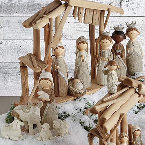 11-Piece Faux Knit Holy Family Resin Nativity Set, 8.5-Inch Christmas Decor