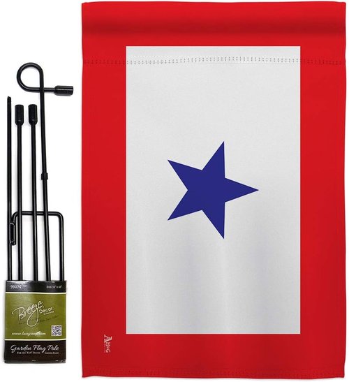 Blue Star Flag | Military Family Deployment Flag with Pole Set - Outdoor Yard Decor & Memorial Gift