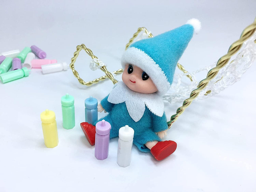 Regine Switzerland Christmas Baby Elf Doll - Adorable Blue Jumpsuit for Holiday Cheer