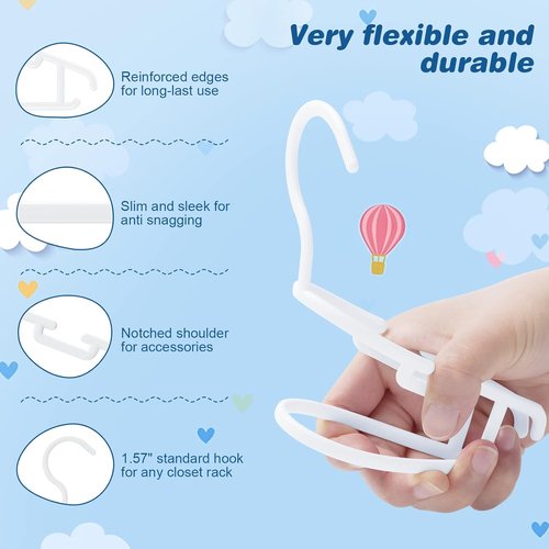 GoodtoU Baby Hangers - 60 Pack Plastic Clothes Hangers for Infants & Toddlers | White Color