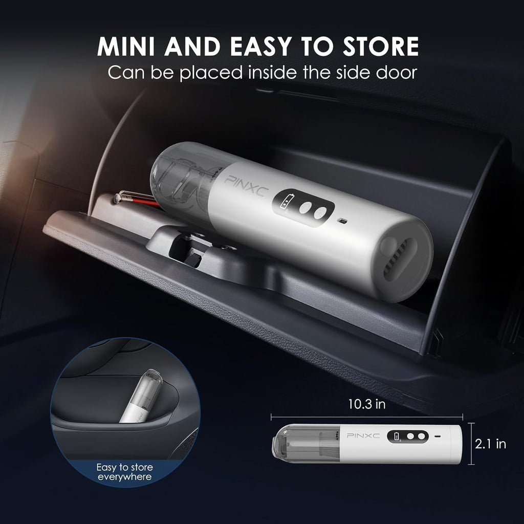 Skiennix Mini Vacuum Cleaner - Cordless 15000PA Handheld Power | 5-in-1 Portable for Car, Home & Pet Hair