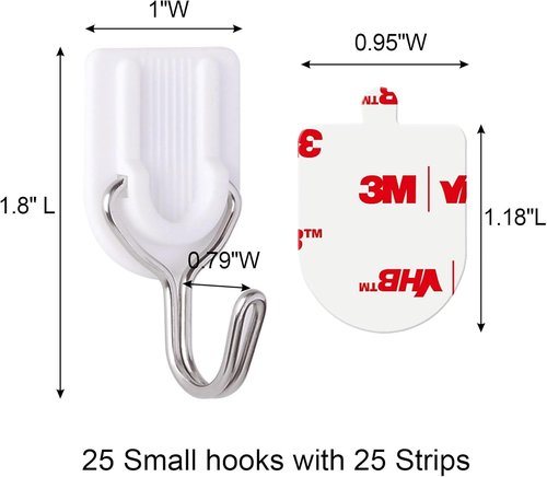 25 Heavy-Duty Wire Hooks by [Brand Name] - No Damage Adhesive Wall Hooks for Keys, Coats, Towels | Removable & Durable