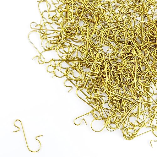 Christmas Ornament Hooks 300 Pack - Gold Metal Hangers for Tree Decorations