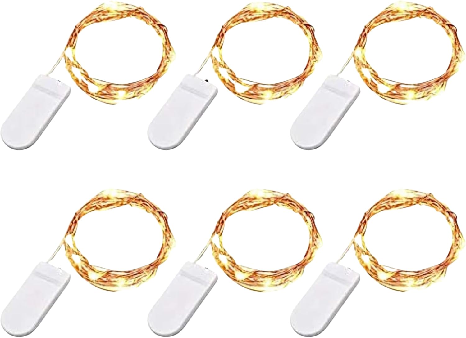 TenSteed Fairy String Lights - 6 Pack Battery Operated LED Starry Lights | 7.2ft Silvery Copper Wire for Christmas & Weddings