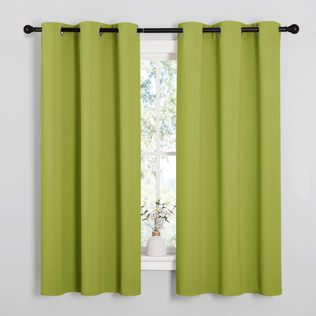 NICETOWN Blackout Curtains - Fresh Green Thermal Insulated Drapes for Small Windows | 40" Length, 2 Panels