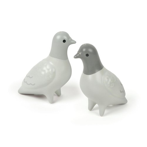 Genuine Fred CLAY PIGEONS, Ceramic Pigeon Salt and Pepper Shakers