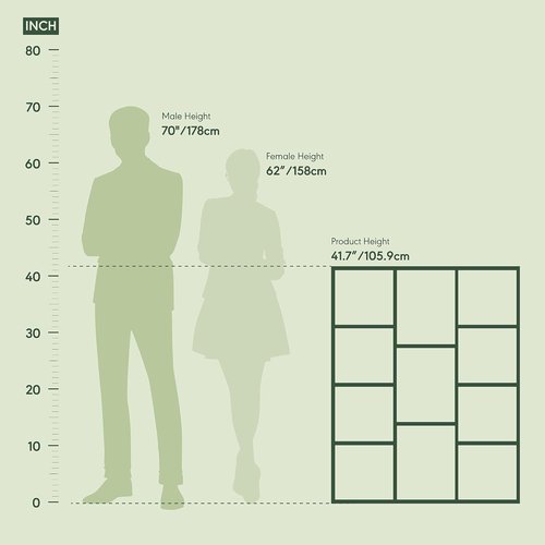 Furinno LUDER Bookshelf - 11-Cube Reversible Bookcase for Easy Assembly | White/Green, 9.4 x 29.1 x 41.7