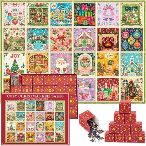 Christmas Advent Calendar Jigsaw Puzzle for Adults - 24 Days of Festive Scenes, 1008 Pieces