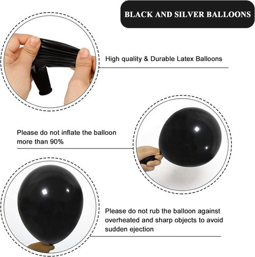 Metallic Silver & Black Balloons by [Brand Name] - 67pcs 12 Inch for Birthday, Baby Shower & Wedding Decor