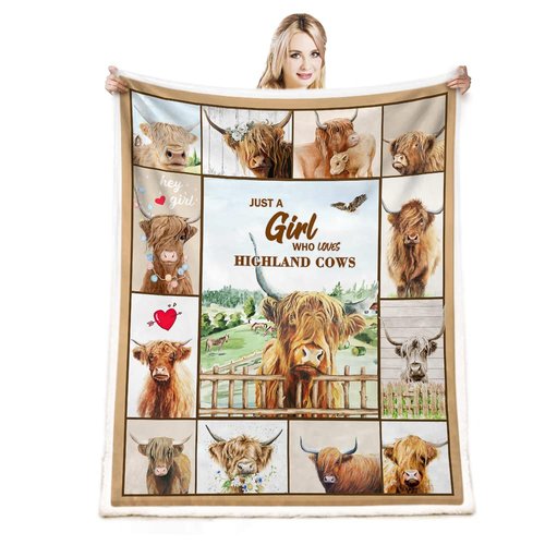 CYREKUD Highland Cow Throw Blanket, Cow Lovers Gift, Sofa Decor, 50" x 60"