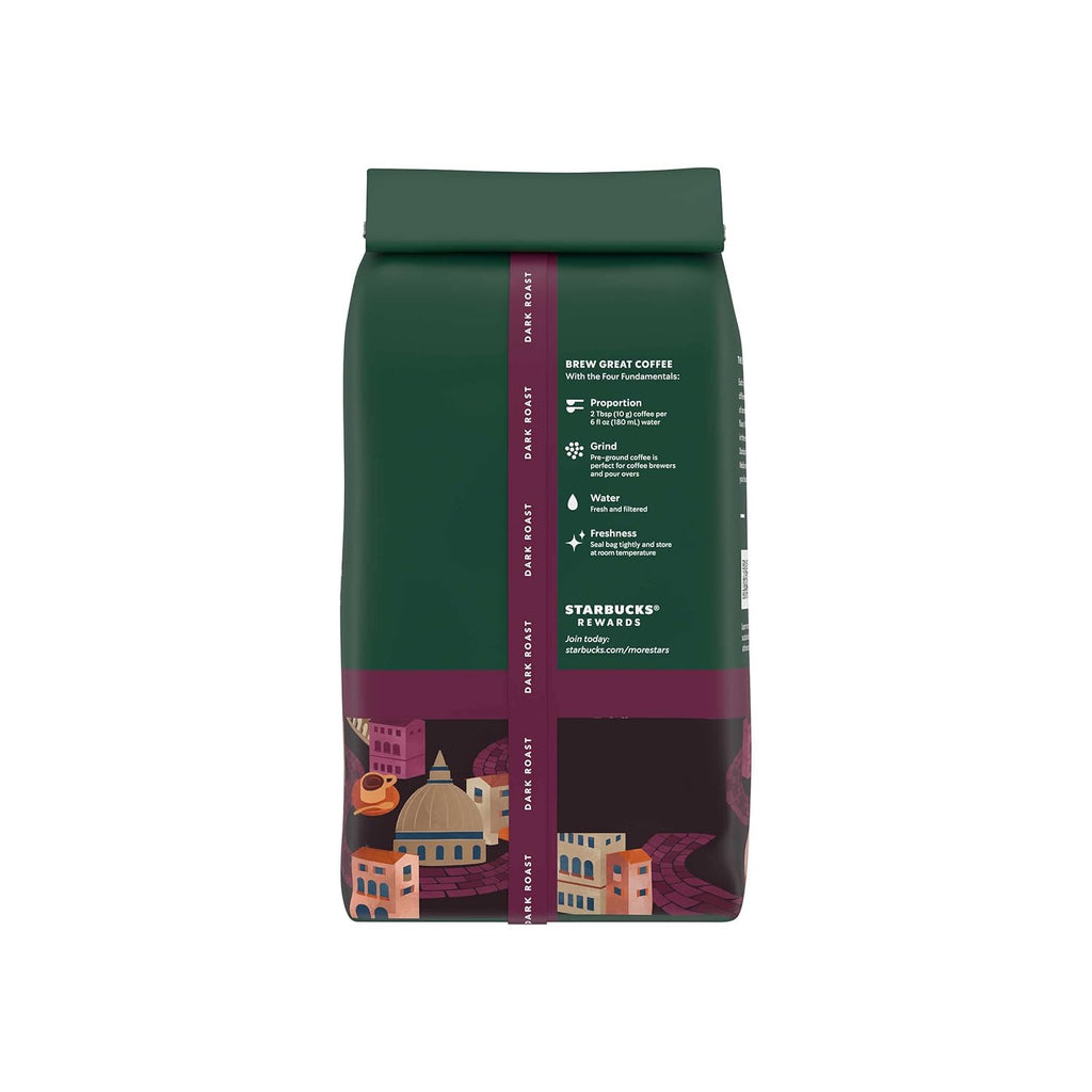 Starbucks Ground Coffee - Dark Roast Italian Blend | Six 18 oz Bags for Hot or Iced Coffee