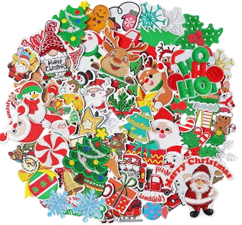 Christmas Iron-On Patches 30PCS - Festive Embroidered DIY Clothing Accessories