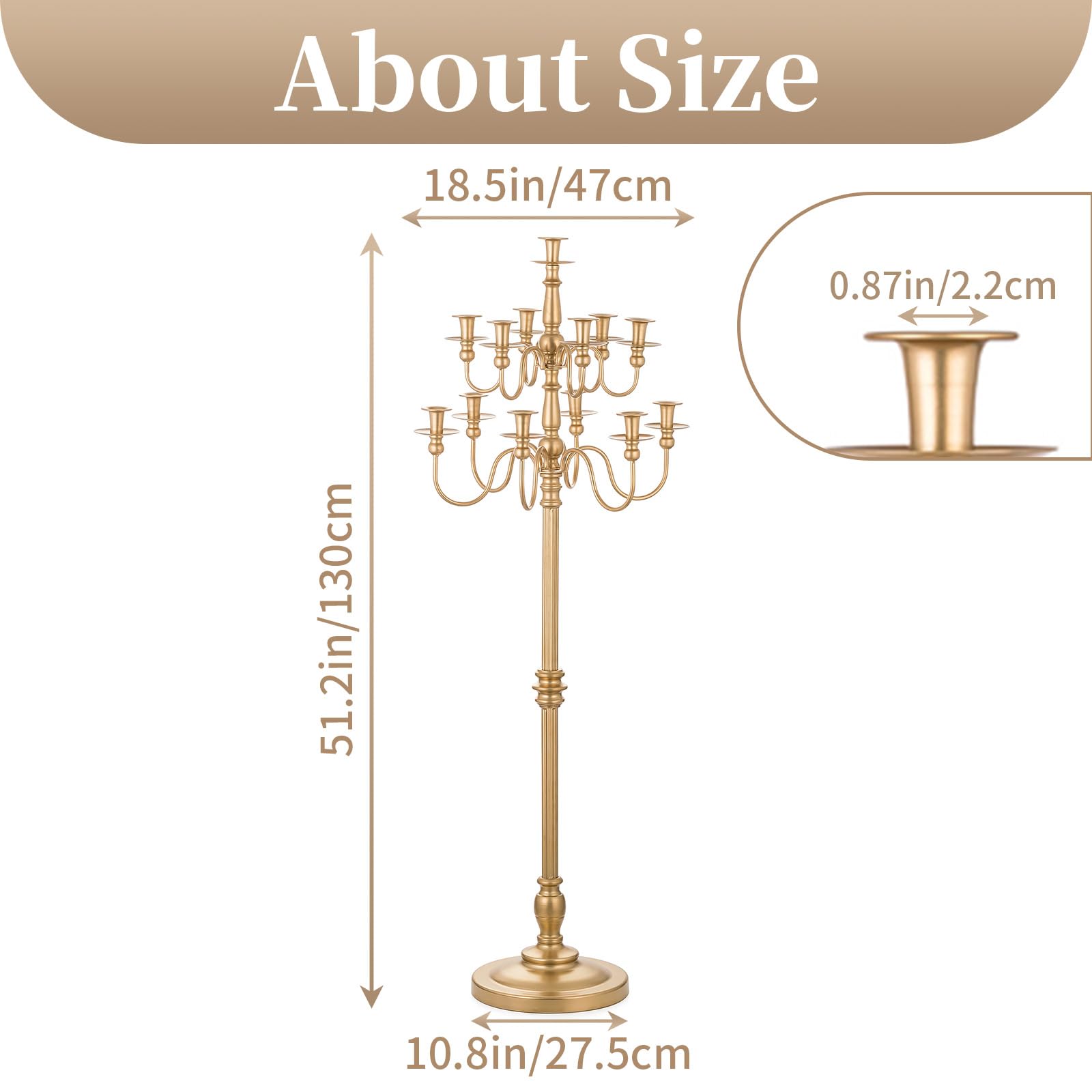 Sziqiqi Candelabra Candle Holder for Wedding: 51in Tall Candelabra 13 Branches Gold Candle Holders for Candlesticks Wedding Centerpiece Table Decorations