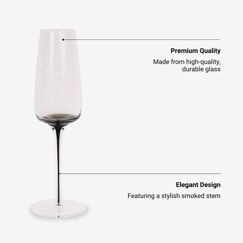 Aroma360 Hotel Collection - Dark Smoke Stem Clear Red Wine Glasses – Scratch-Resistant, Hand Wash Only – Set of 4