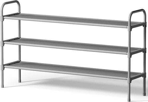 Kitsure Extra-Long Shoe Rack - Stackable 3-Tier Organizer for Closet & Entrance - 39" Wide, Grey