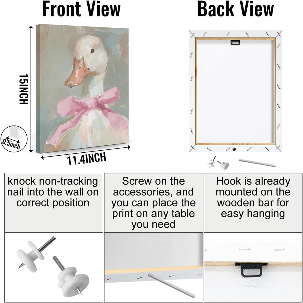 Regine Switzerland Cute Duck Canvas Wall Art - Framed Aesthetic Decor for Animal Lovers | 11.5x15 In