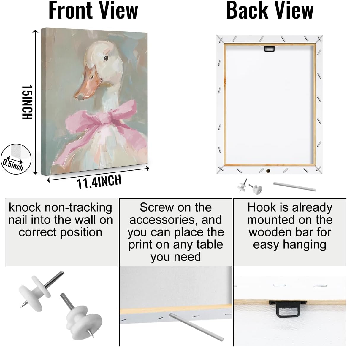 Regine Switzerland Cute Duck Canvas Wall Art - Framed Aesthetic Decor for Animal Lovers | 11.5x15 In
