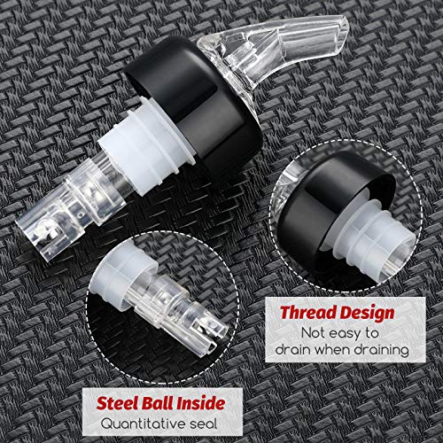 BBTO 20 Pcs Measured Liquor Bottle Pourers 1 Oz Auto Shot Dispenser Clear & Black