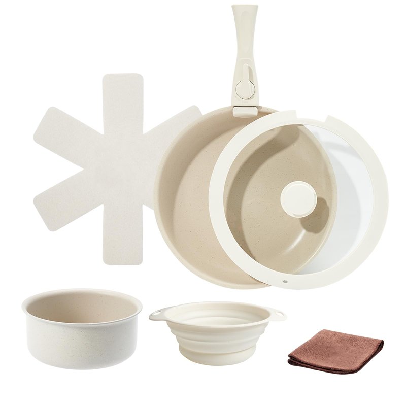 Pots and Pans Set Non Stick (White-7p)