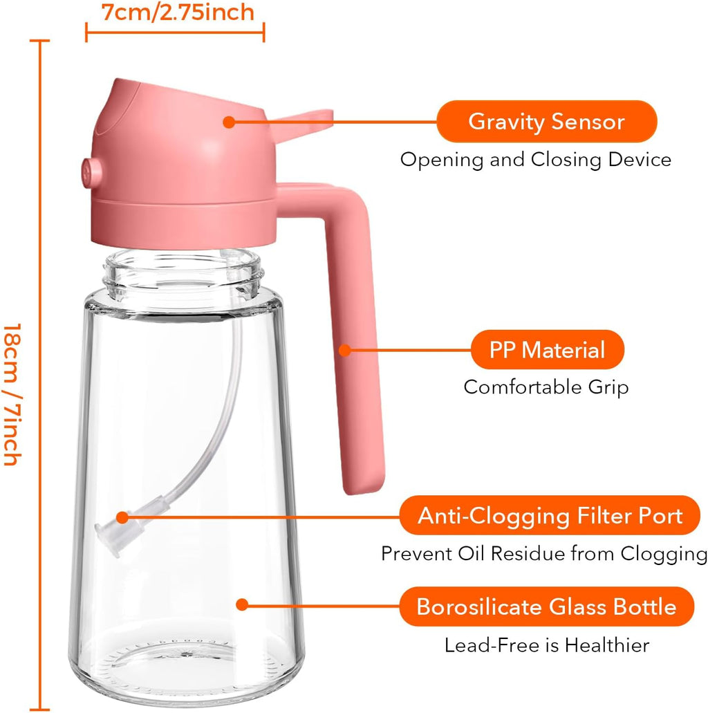YARRAMATE 16oz Oil Sprayer - Premium Food-Grade Olive Oil Dispenser for Cooking | Pink
