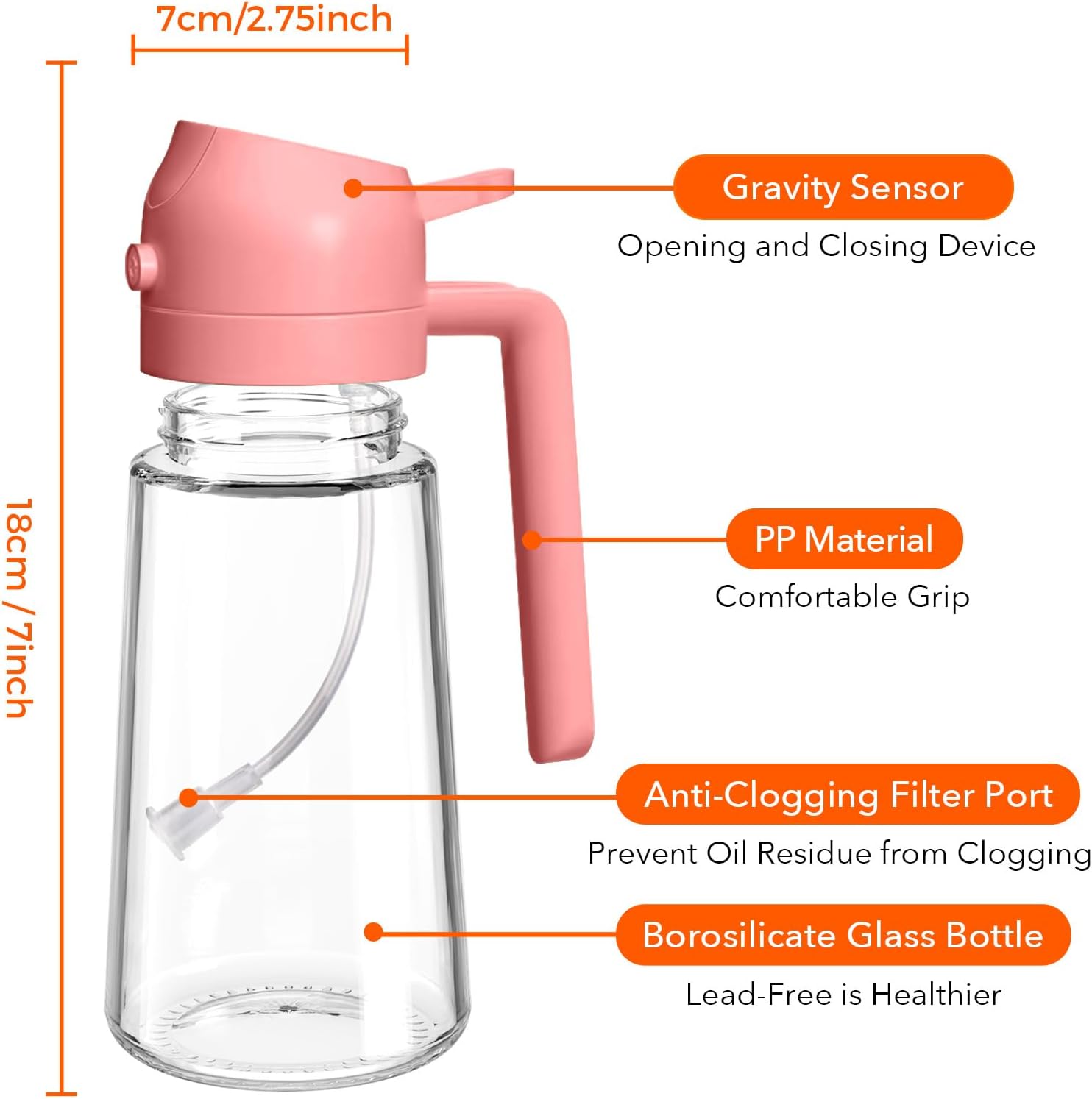YARRAMATE 16oz Oil Sprayer - Premium Food-Grade Olive Oil Dispenser for Cooking | Pink