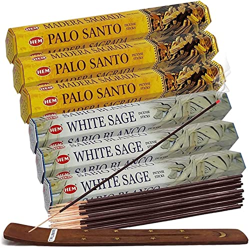 White Sage and Palo Santo Incense Stick Bundle with Holder