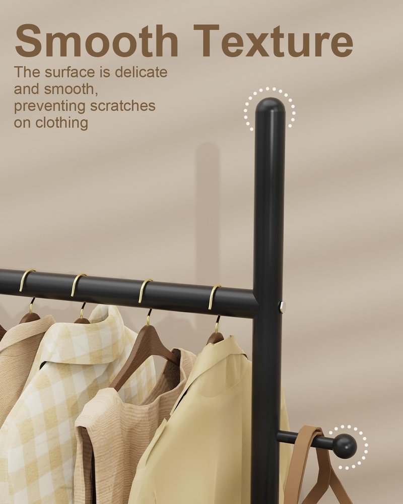 GUOHNHE Large Metal Coat Rack Freestanding, Modern Coat Hanger Stand with 2 Hooks and Heavy Rock Slab Base, Industrial Clothes Rack, Garment Rack, 19.7 x 11.8 x 68.9 In, Black, GYJ202MB