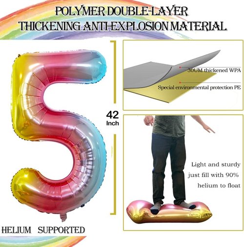GOER Jumbo 42-Inch Number 25 Balloons - Rainbow Foil Helium Decorations for 25th Birthday Party