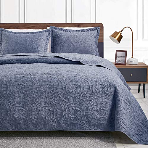 Love's Cabin Queen Quilt Set - Blue Lightweight Summer Bedspread