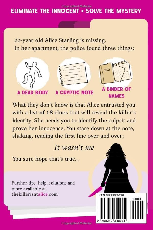 Killer Isn't Alice Murder Mystery Puzzle Book - Crime Thriller for Adults