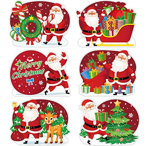 Christmas Santa Claus Plastic Placemats Set of 6, Waterproof Holiday Table Mats