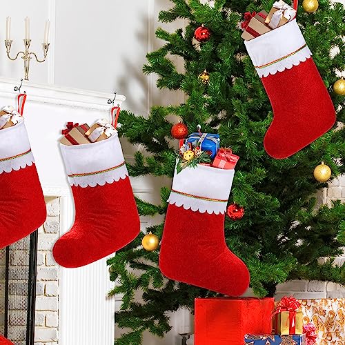 Shojoy 36 Pack Red Felt Christmas Stockings 18" Xmas Fireplace Hanging Decor