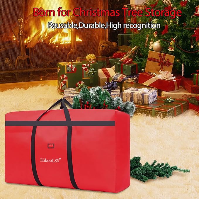 HikoolSS Red 4ft Christmas Tree Storage Bag, Heavy Duty 39x12x24in, Waterproof