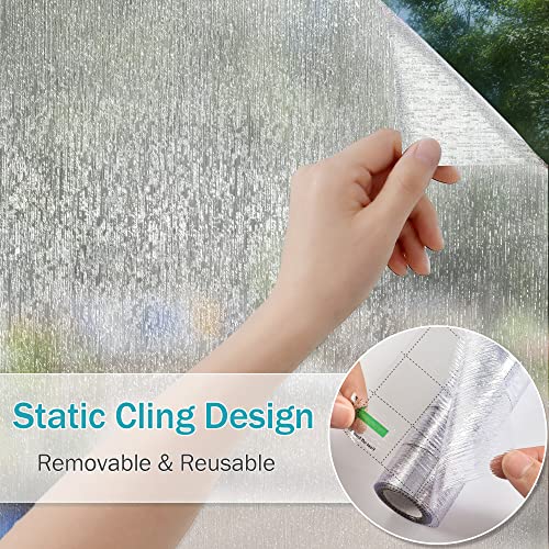 Rain Glass Window Film - Privacy Static Cling Decorative Sticker, 17.7 x 78.7 inches