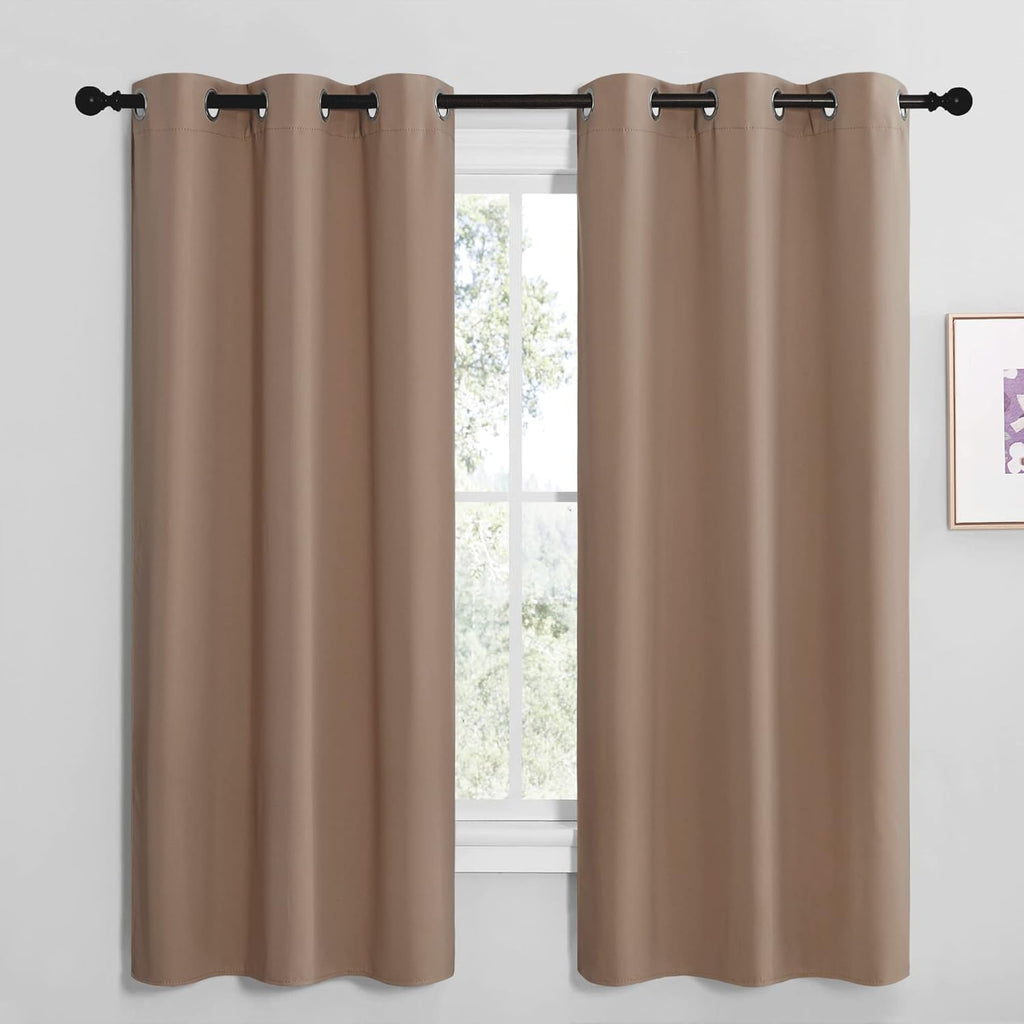 NICETOWN Blackout Curtains - Thermal Insulated Grommet Drapes for Small Windows | Set of 2, 42x68 Inch, Cappuccino