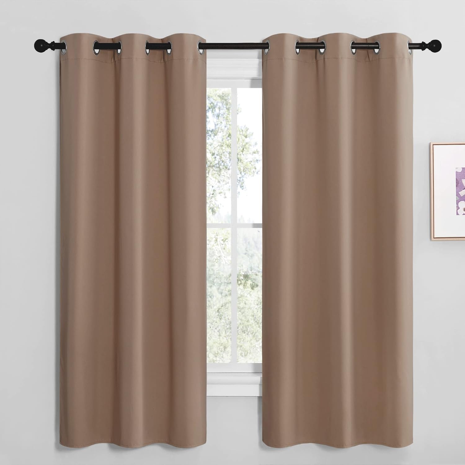 NICETOWN Blackout Curtains - Thermal Insulated Grommet Drapes for Small Windows | Set of 2, 42x68 Inch, Cappuccino