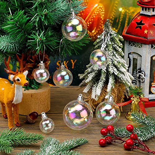 Iridescent Clear Plastic Ornament Balls - 16 Pack, 4 Sizes for DIY Decor