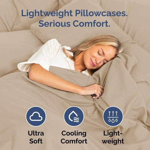 King Standard Pillow Cases - Soft Hotel Quality Pillowcase Covers | Comfy & Machine Washable - 4 Piece Set in Cream
