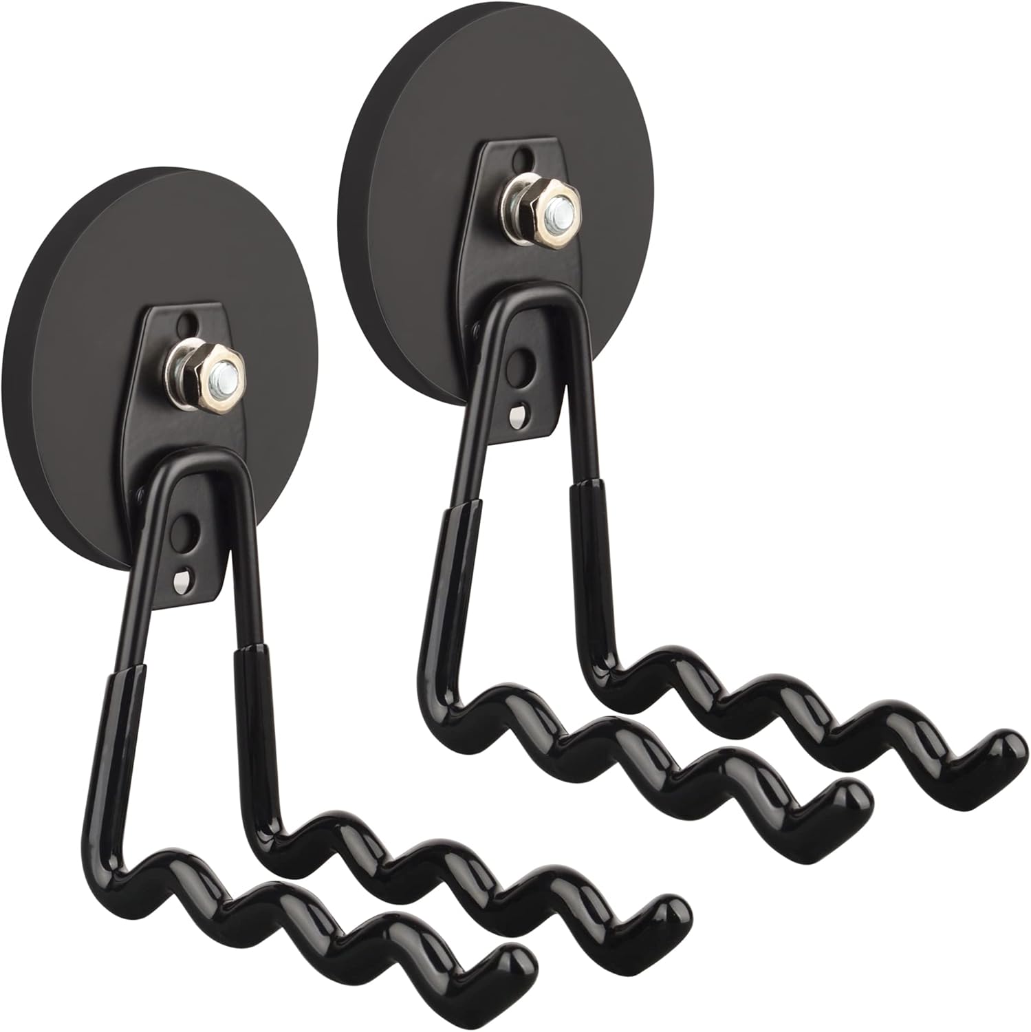 ULIBERMAGNET Magnetic Hooks - Heavy Duty Tool Organizer with Strong Magnets | 2-Pack for Drills & Garden Tools (Black)