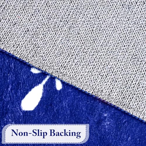 Blue 4ft Christmas Snowflake Round Rug - Washable Non-Slip Holiday Decor