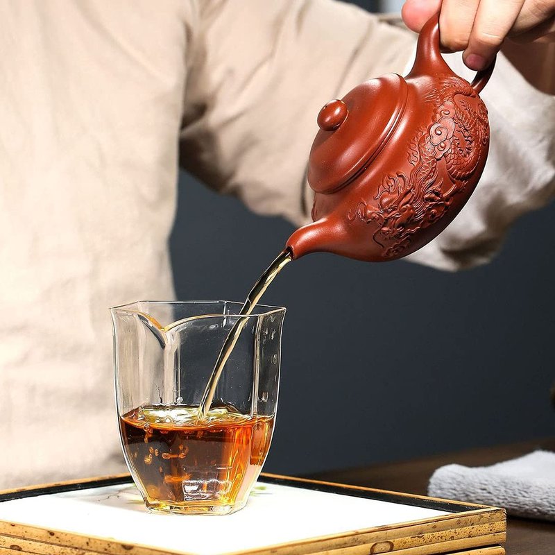Yxhupot Teapot 8.6oz Chinese Dragon Yixing Clay Zisha Classics Pot Genuine Black Infusers Tea (Red dragon)