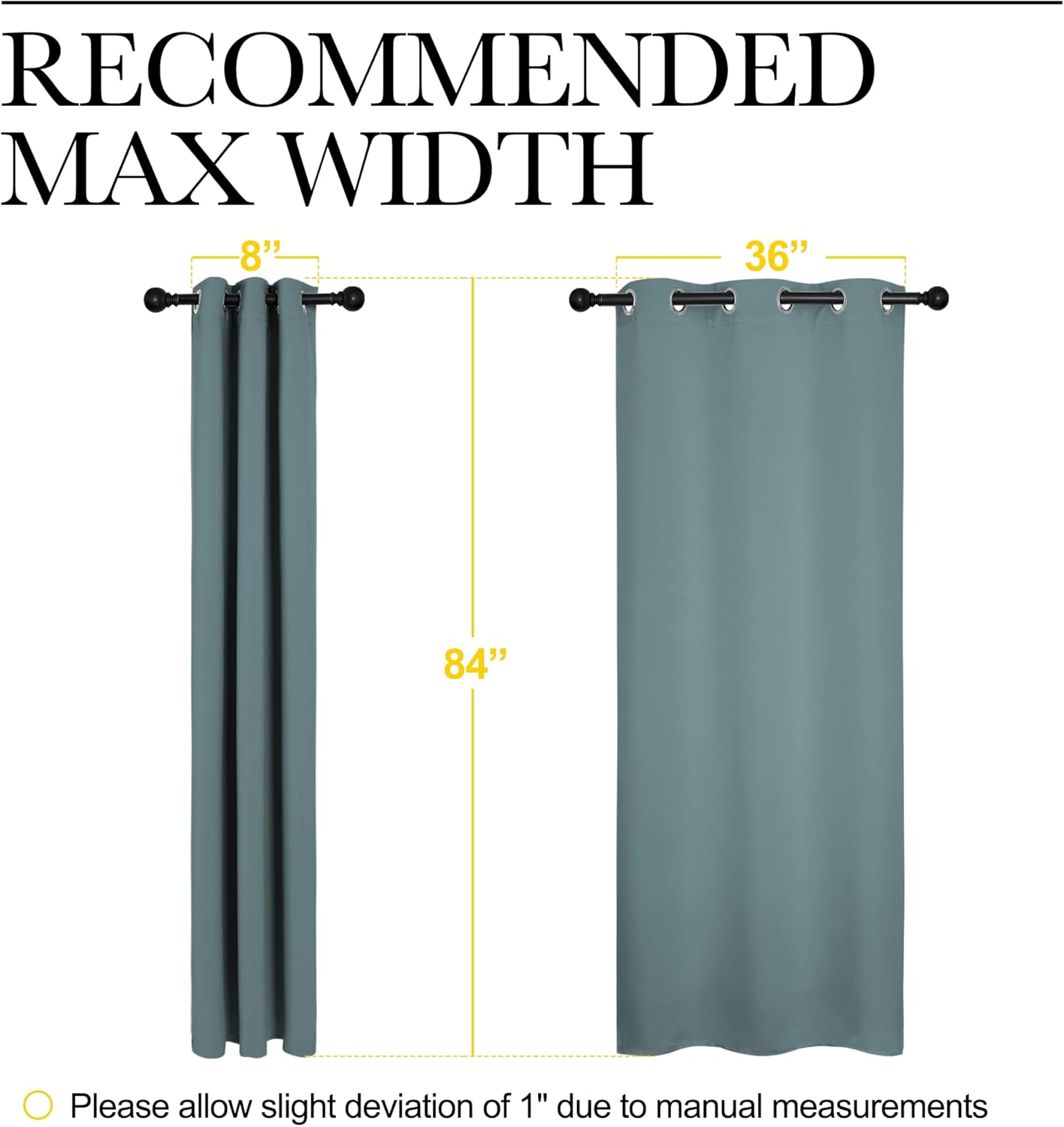 NICETOWN Blackout Curtains - Noise Reducing & Thermal Insulated Drapes | Greyish Blue, 2 Panels (W42 x L84-Inch)