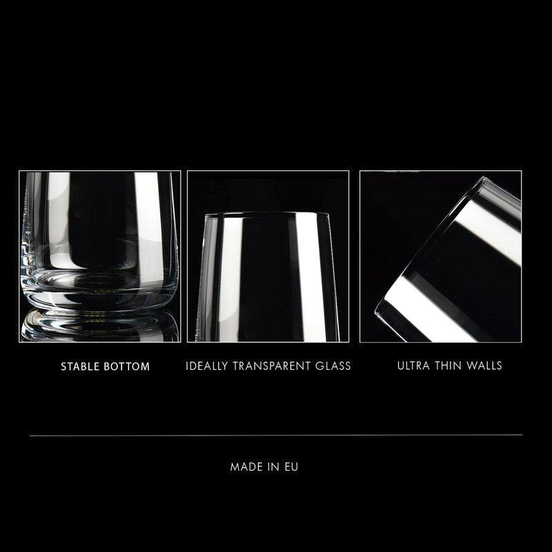 Krosno Infinity Drinking Glasses Set of 6 – 16.6 oz Water Juice Glasses, Modern Tapered Tumblers, Lead-Free Glassware, Clear Everyday Drinkware, Dishwasher Safe, Made in Europe